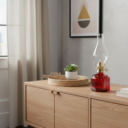 Brilagi - Lampe à pétrole MERLIN rouge