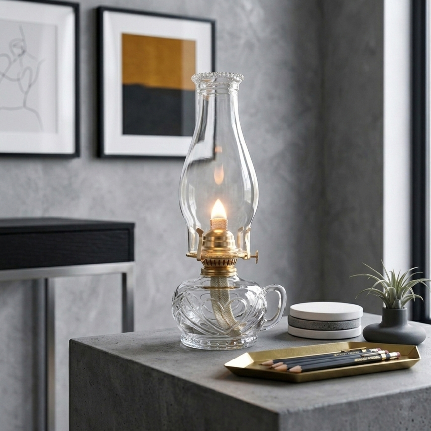 Brilagi - Lampe à pétrole MERLIN transparente