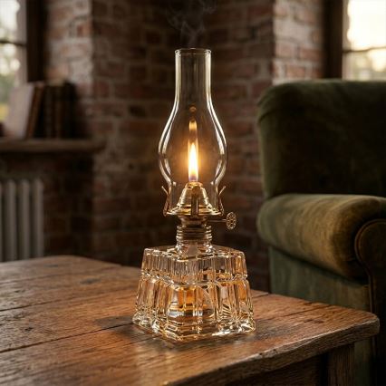 Brilagi - Lampe à pétrole MERLIN verre transparent/doré/patiné