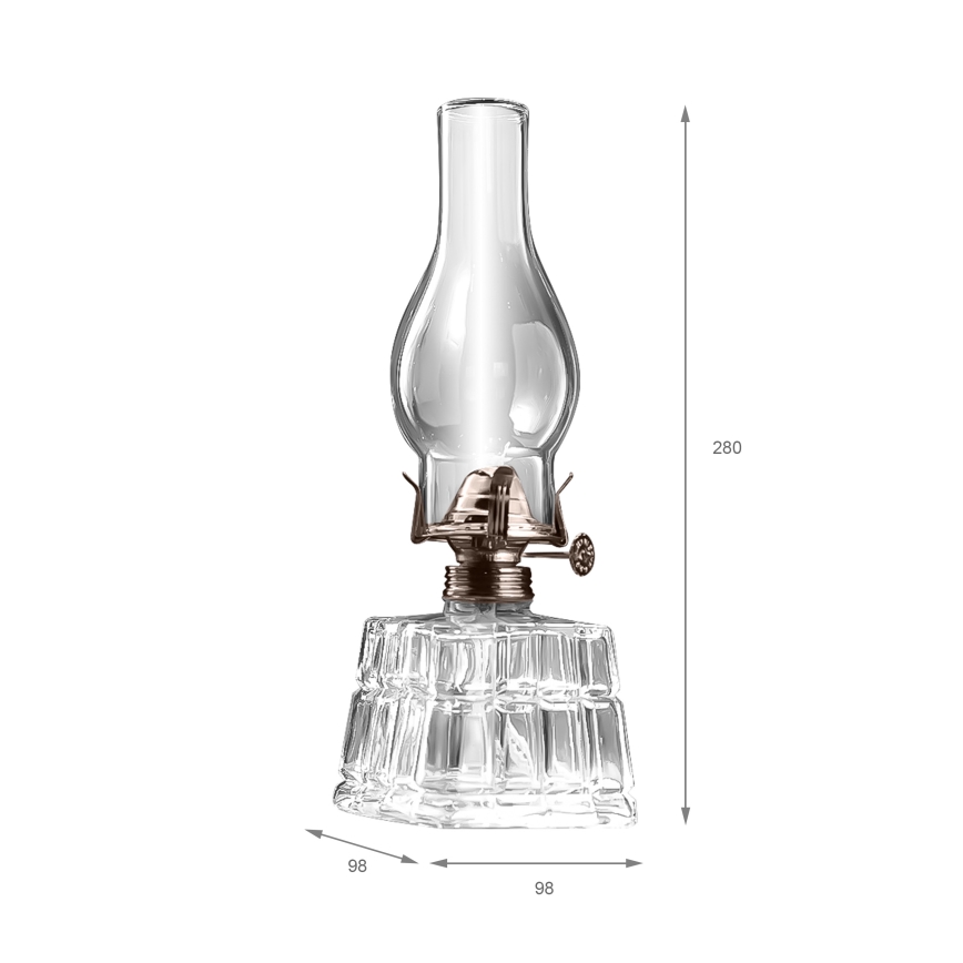 Brilagi - Lampe à pétrole MERLIN verre transparent/doré/patiné