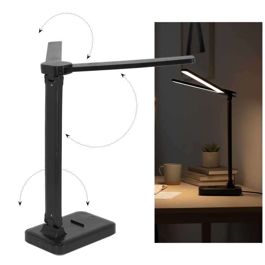 Brilagi - Lampe de bureau LED à intensité variable MODO DUO LED/8W/5V 3000/4000/6500K noire