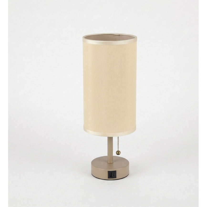 Brilagi - Lampe de table avec port USB TABLON 1xE27/25W/230V beige/crème