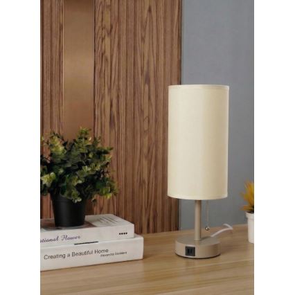 Brilagi - Lampe de table avec port USB TABLON 1xE27/25W/230V beige/crème