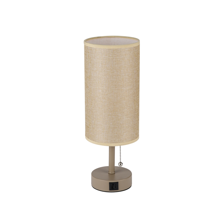 Brilagi - Lampe de table avec port USB TABLON 1xE27/25W/230V beige