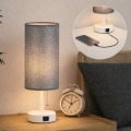 Brilagi - Lampe de table avec port USB TABLON 1xE27/25W/230V blanche/grise