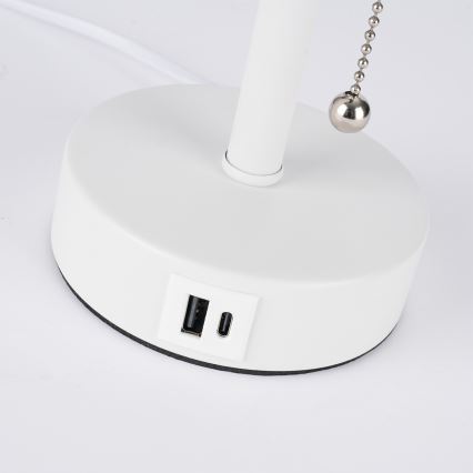 Brilagi - Lampe de table avec port USB TABLON 1xE27/25W/230V blanche