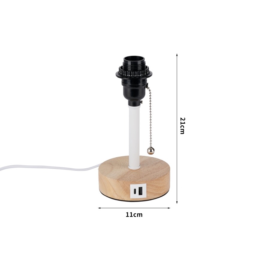 Brilagi - Lampe de table avec port USB TABLON 1xE27/25W/230V chêne/blanc