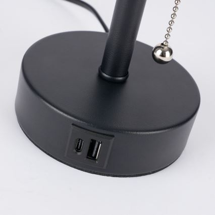 Brilagi - Lampe de table avec port USB TABLON 1xE27/25W/230V noir/crème