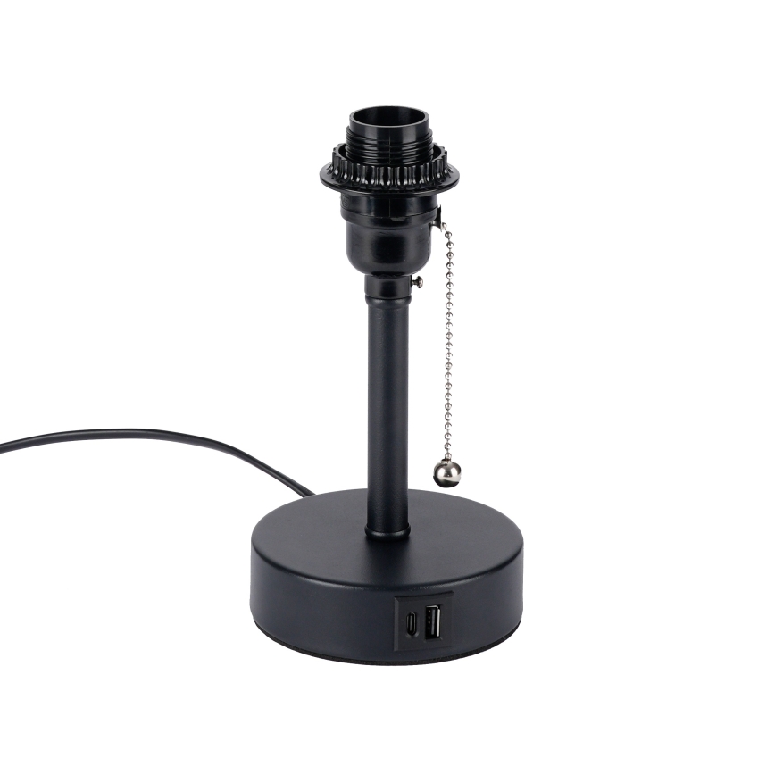 Brilagi - Lampe de table avec port USB TABLON 1xE27/25W/230V noire/beige