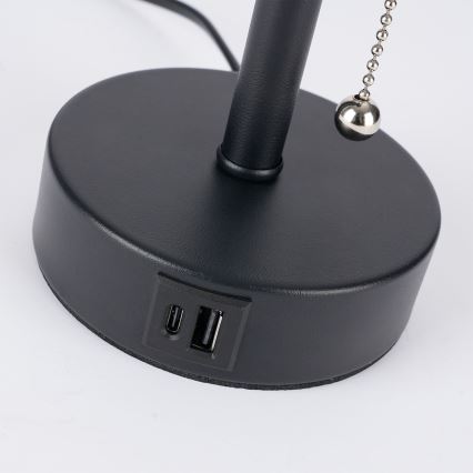 Brilagi - Lampe de table avec port USB TABLON 1xE27/25W/230V noire