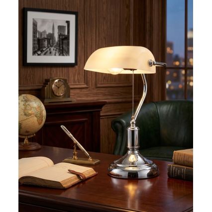 BRILAGI - Lampe de table BANK OFFICE 1xE27/60W/230V chrome brillant/blanc