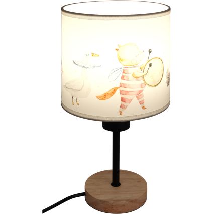 Brilagi - Lampe de table pour enfant BOBO WOOD 1xE27/25W/230V chêne/noir/blanc/motifs animaux