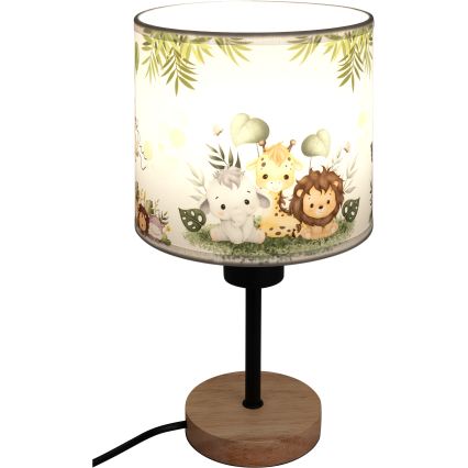 Brilagi - Lampe de bureau pour enfants BOBO WOOD 1xE27/25W/230V chêne/noir/blanc/vert/jungle