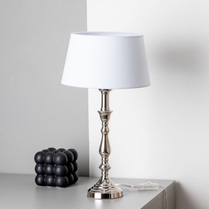 Brilagi - Lampe de table CERIA 1xE27/60W/230V Ø 25 cm chrome brillant/blanc
