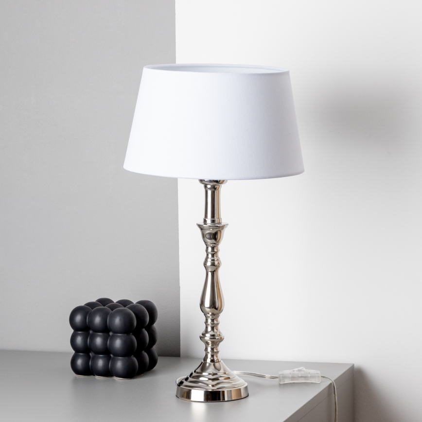 Brilagi - Lampe de table CERIA 1xE27/60W/230V Ø 25 cm chrome brillant/blanc
