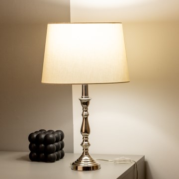 Brilagi - Lampe de table CERIA 1xE27/60W/230V Ø 30 cm chrome brillant/beige