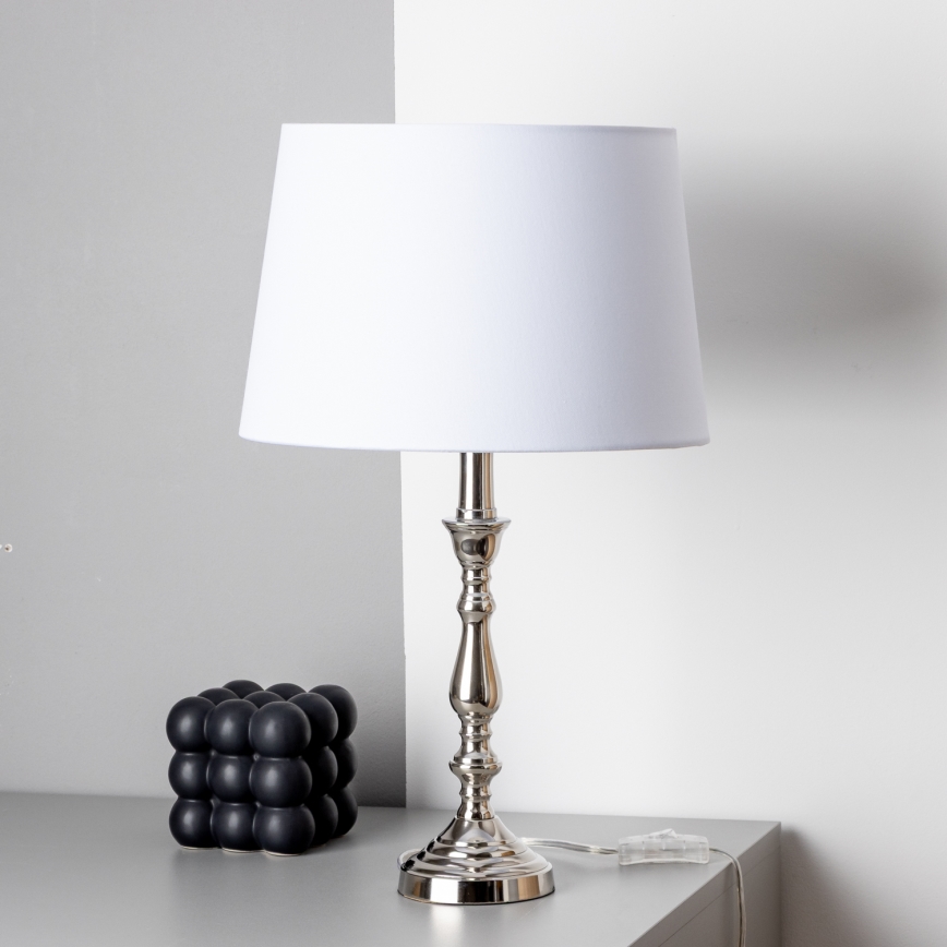 Brilagi - Lampe de table CERIA 1xE27/60W/230V Ø 30 cm chrome brillant/blanc