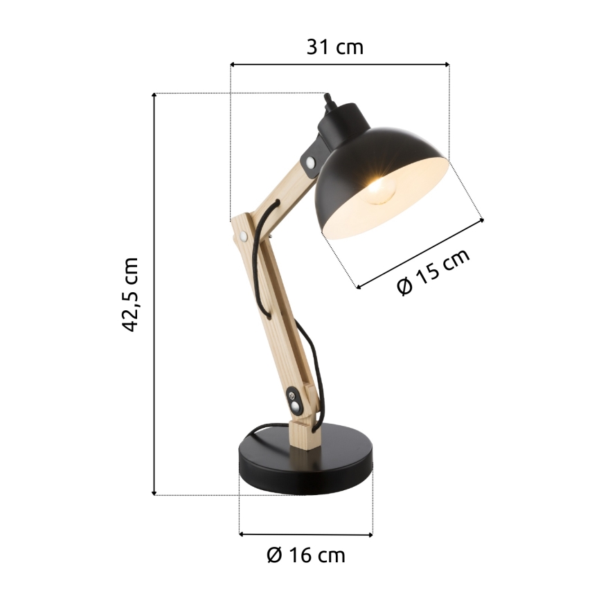 Brilagi - Lampe de table FOCUS 1xE27/40W/230V noire