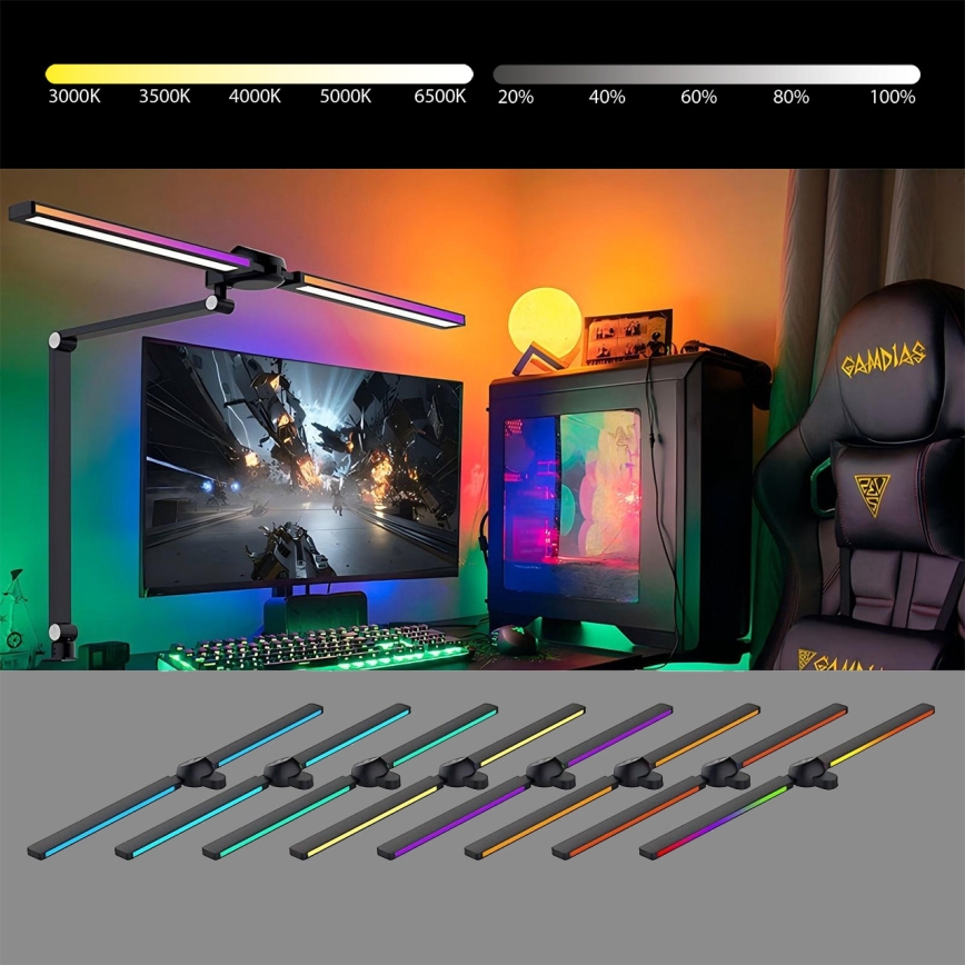 Brilagi - Lampe de bureau tactile dimmable à pince LED RGB VARIO LED/18W/230V 3000-6500K IRC 96