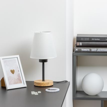 Brilagi - Lampe de table NUBILA WOOD 1xE27/25W/230V chêne/blanc