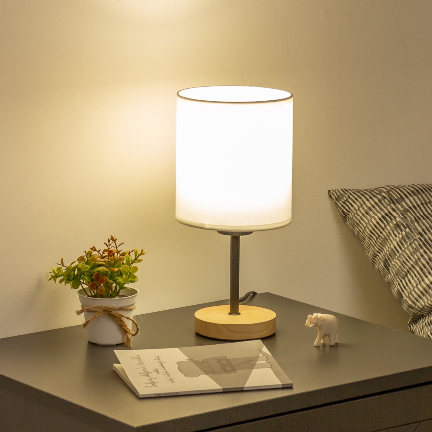 Brilagi - Lampe de table NUBILA WOOD 1xE27/25W/230V chêne/blanc