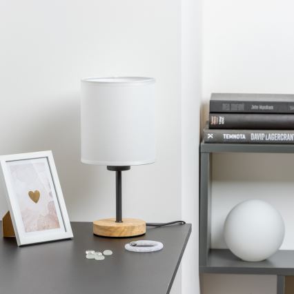 Brilagi - Lampe de table NUBILA WOOD 1xE27/25W/230V chêne/blanc