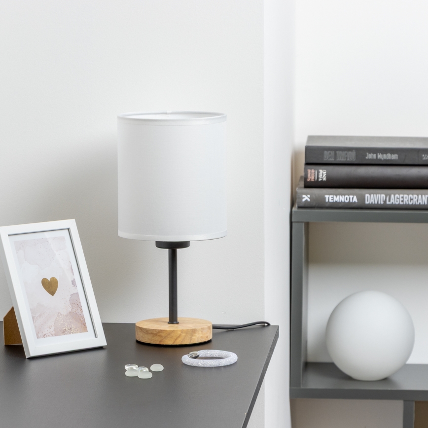 Brilagi - Lampe de table NUBILA WOOD 1xE27/25W/230V chêne/blanc