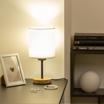 Brilagi - Lampe de table NUBILA WOOD 1xE27/25W/230V chêne/blanc