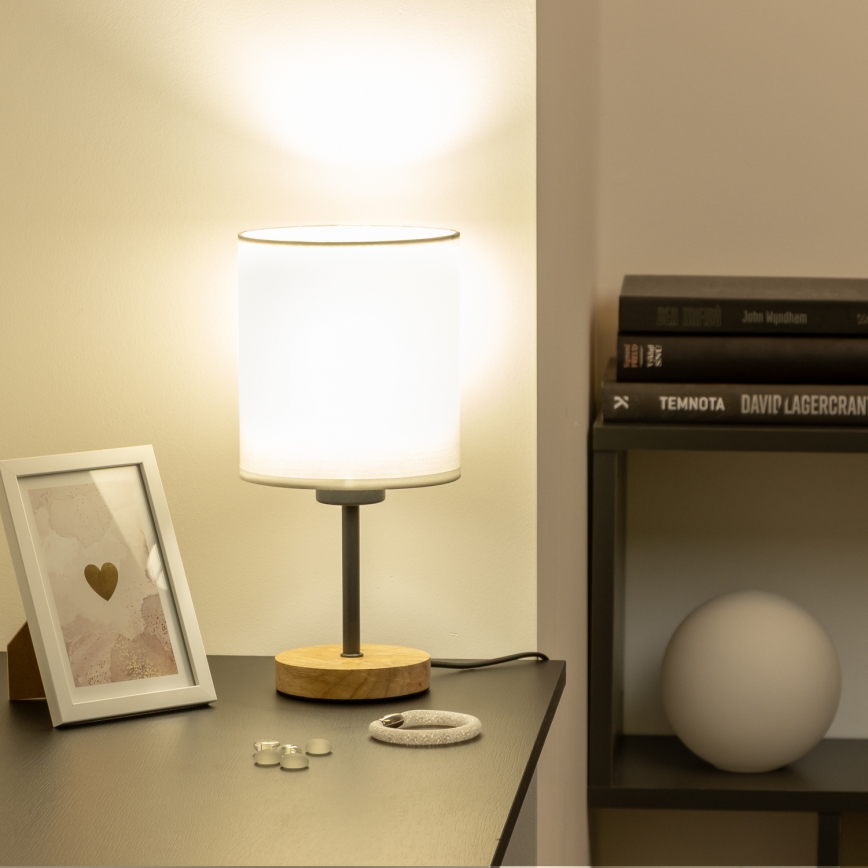 Brilagi - Lampe de table NUBILA WOOD 1xE27/25W/230V chêne/blanc