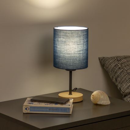 Brilagi - Lampe de table NUBILA WOOD 1xE27/25W/230V chêne/bleu foncé