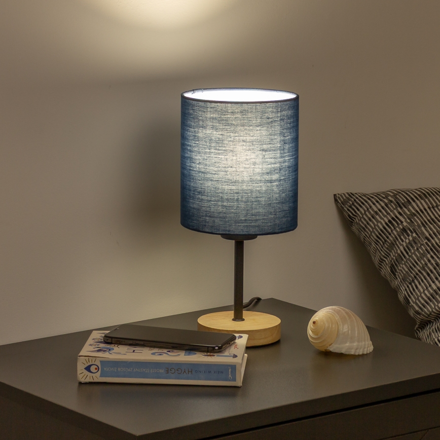 Brilagi - Lampe de table NUBILA WOOD 1xE27/25W/230V chêne/bleu foncé