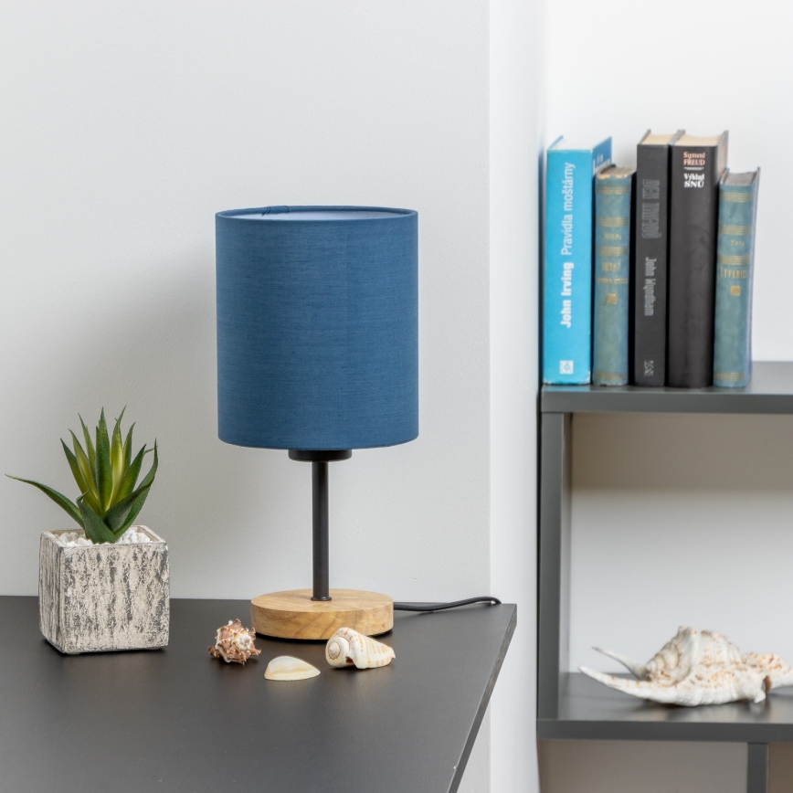 Brilagi - Lampe de table NUBILA WOOD 1xE27/25W/230V chêne/bleu foncé