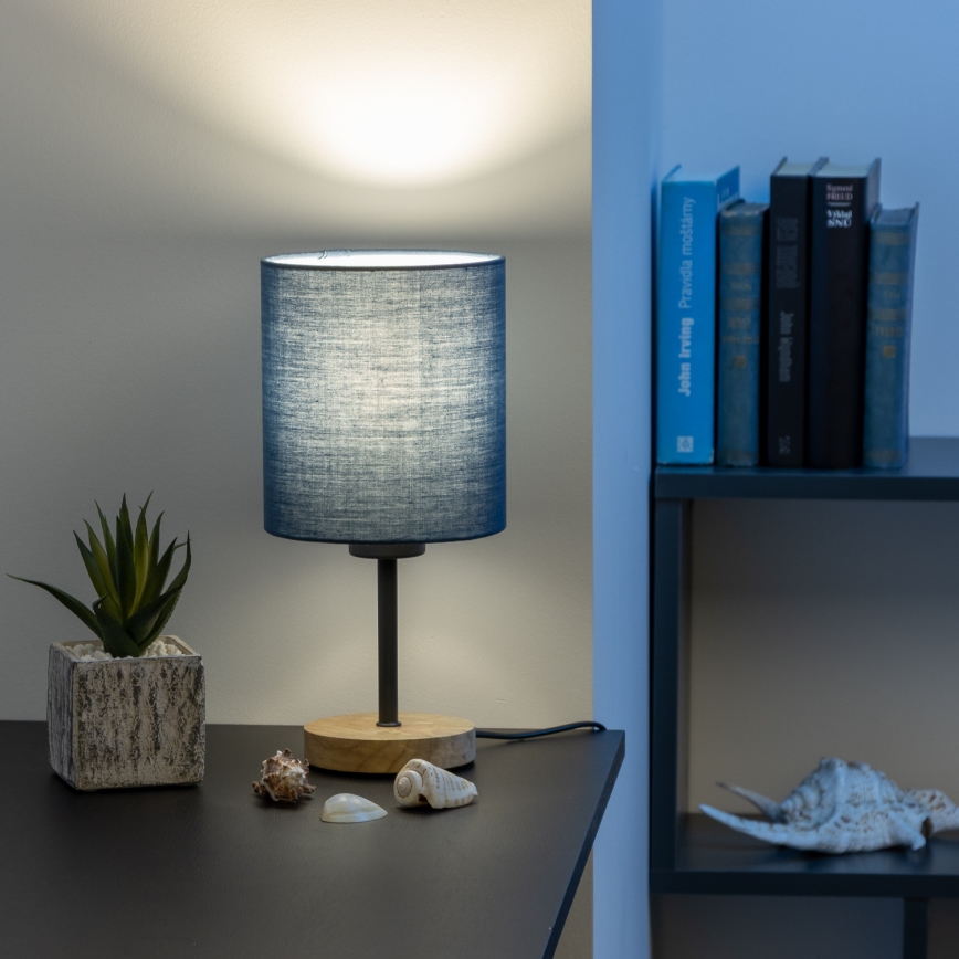 Brilagi - Lampe de table NUBILA WOOD 1xE27/25W/230V chêne/bleu foncé