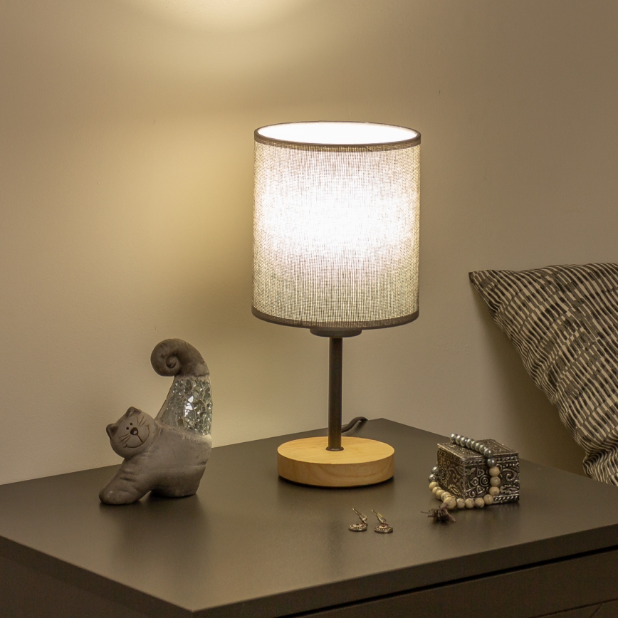 Brilagi - Lampe de table NUBILA WOOD 1xE27/25W/230V chêne/gris