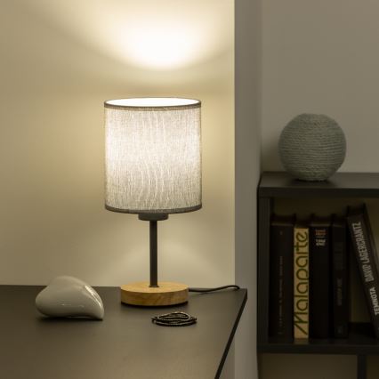 Brilagi - Lampe de table NUBILA WOOD 1xE27/25W/230V chêne/gris