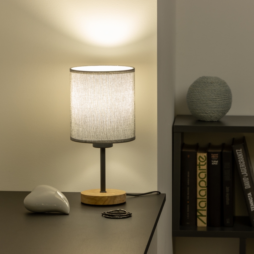 Brilagi - Lampe de table NUBILA WOOD 1xE27/25W/230V chêne/gris