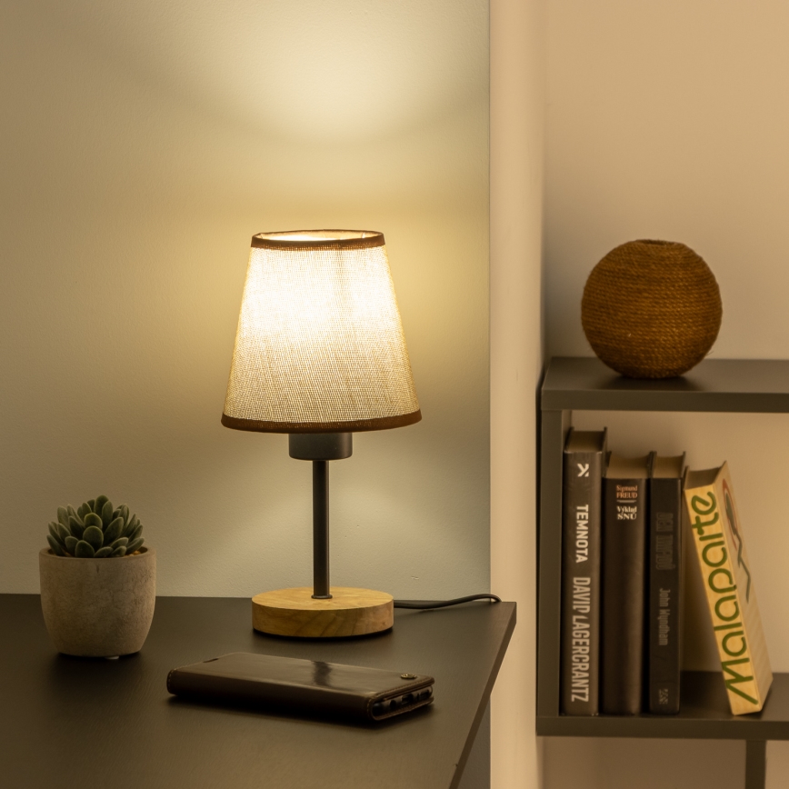 Brilagi - Lampe de table NUBILA WOOD 1xE27/25W/230V chêne/marron