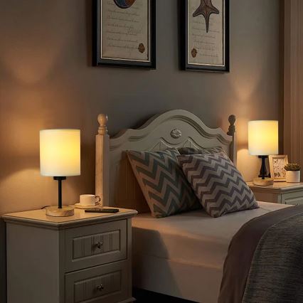 Brilagi - Lampe de table NUBILA WOOD 1xE27/25W/230V chêne/noir/crème