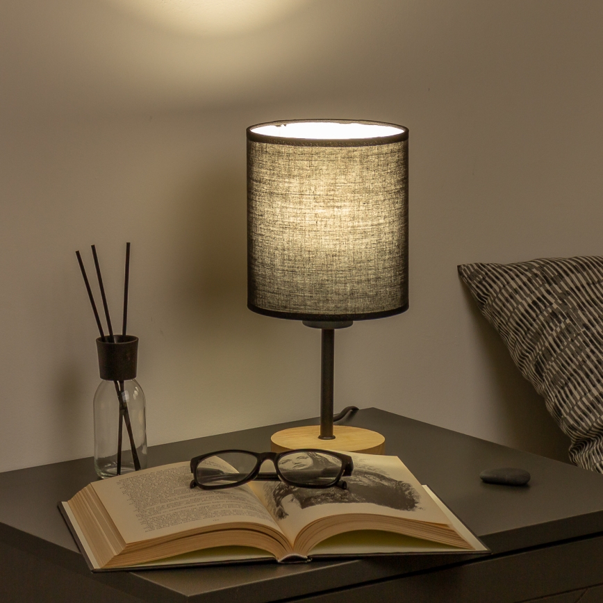 Brilagi - Lampe de table NUBILA WOOD 1xE27/25W/230V chêne/noir