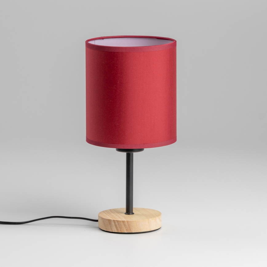 Brilagi - Lampe de table NUBILA WOOD 1xE27/25W/230V chêne/Pompéien rouge