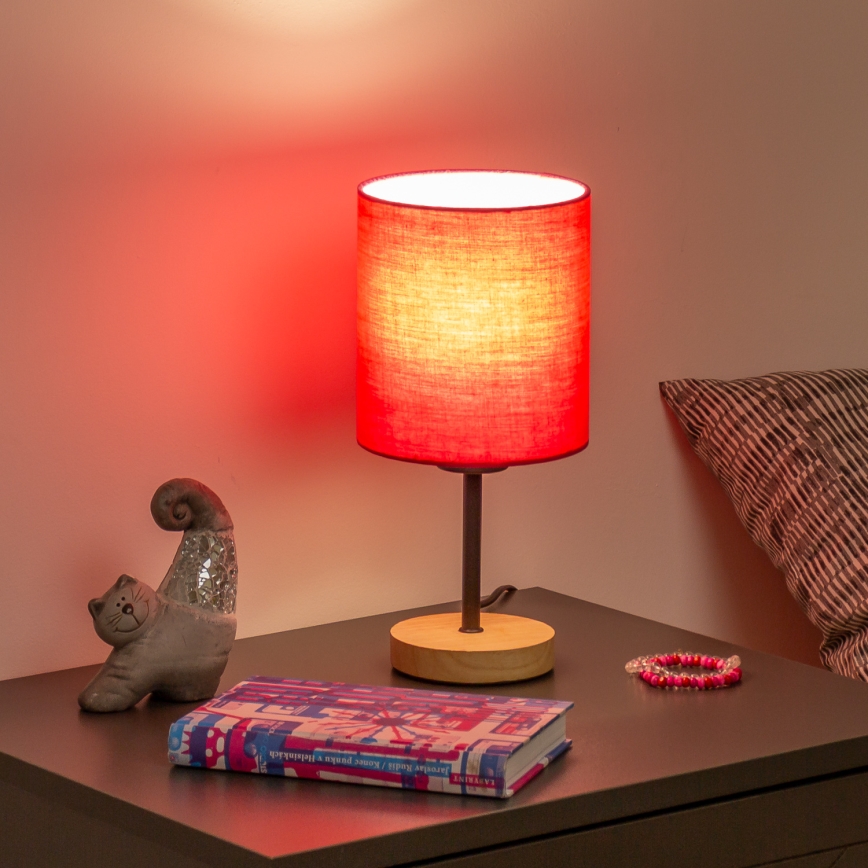 Brilagi - Lampe de table NUBILA WOOD 1xE27/25W/230V chêne/rose