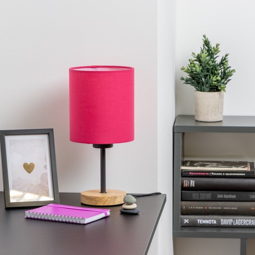 Brilagi - Lampe de table NUBILA WOOD 1xE27/25W/230V chêne/rose