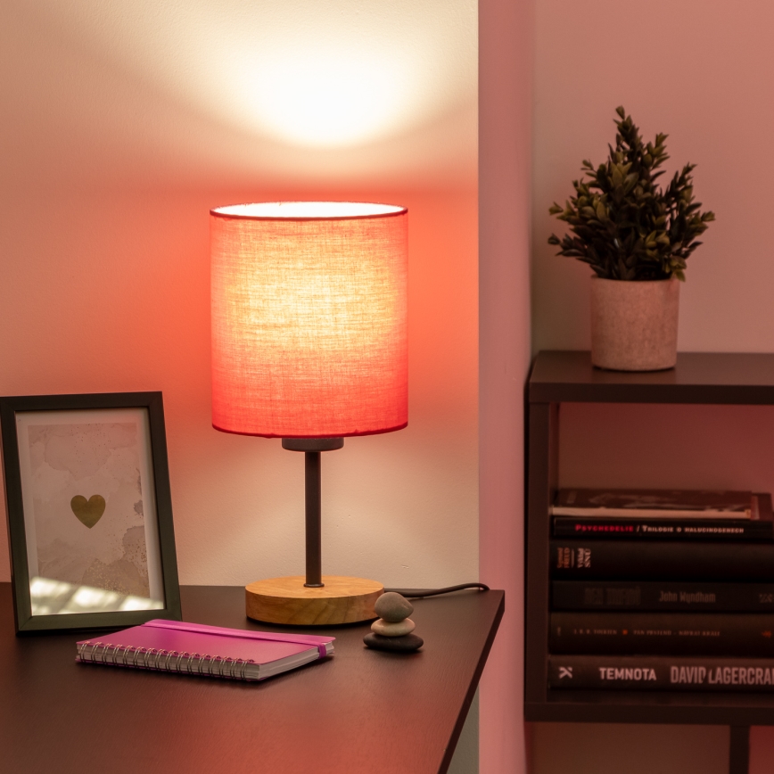 Brilagi - Lampe de table NUBILA WOOD 1xE27/25W/230V chêne/rose