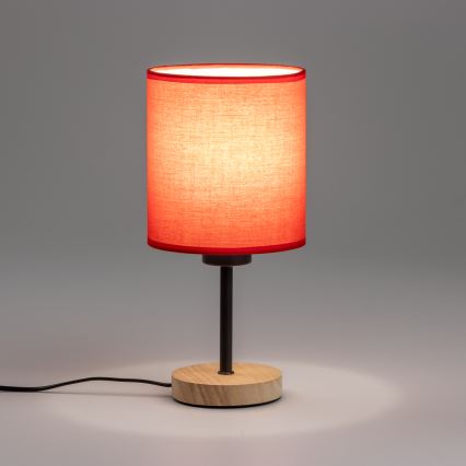 Brilagi - Lampe de table NUBILA WOOD 1xE27/25W/230V chêne/rouge
