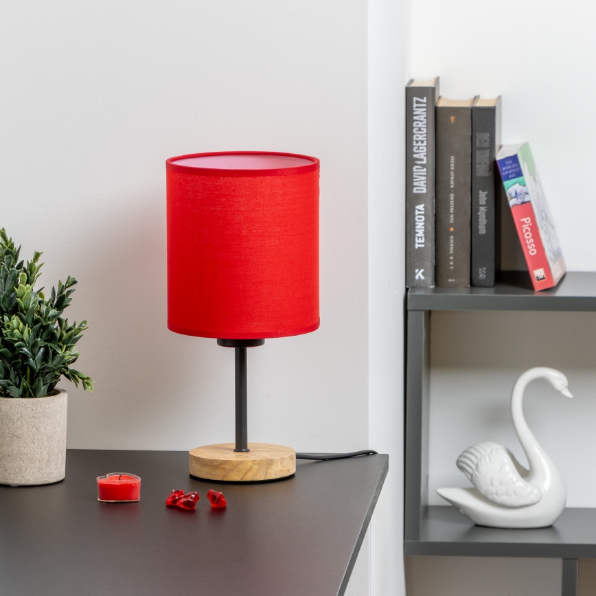 Brilagi - Lampe de table NUBILA WOOD 1xE27/25W/230V chêne/rouge