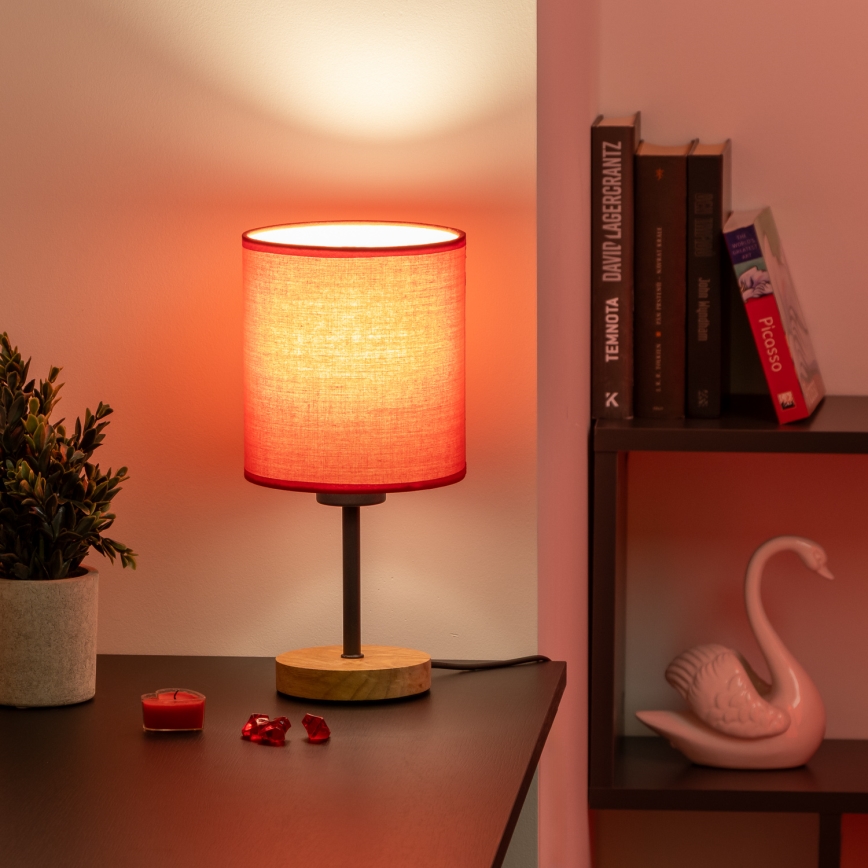 Brilagi - Lampe de table NUBILA WOOD 1xE27/25W/230V chêne/rouge