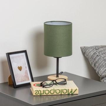 Brilagi - Lampe de table NUBILA WOOD 1xE27/25W/230V chêne/vert