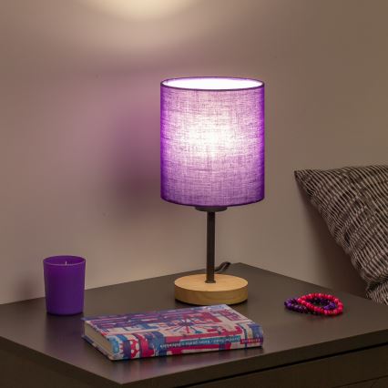 Brilagi - Lampe de table NUBILA WOOD 1xE27/25W/230V chêne/violet
