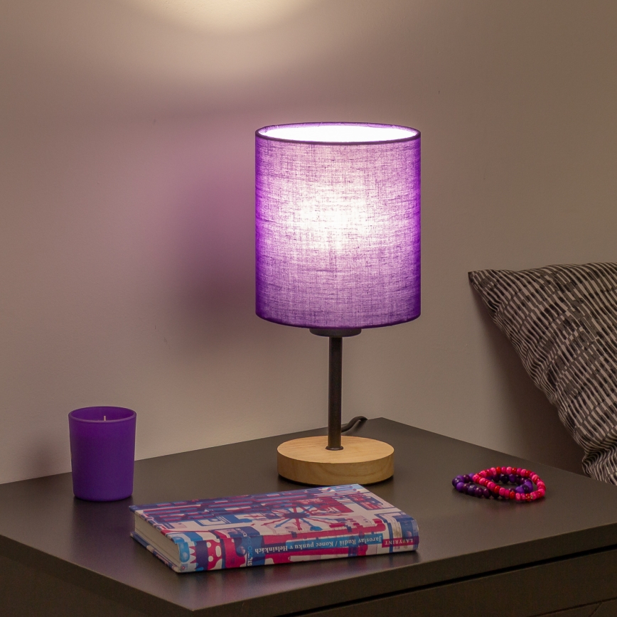 Brilagi - Lampe de table NUBILA WOOD 1xE27/25W/230V chêne/violet