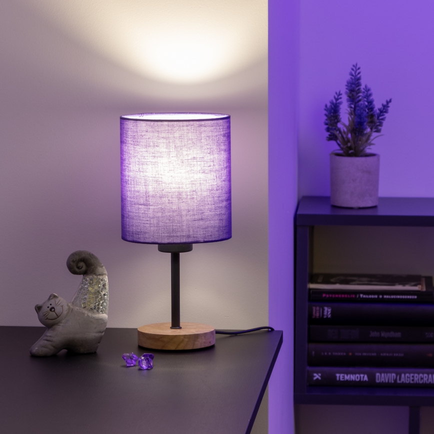 Brilagi - Lampe de table NUBILA WOOD 1xE27/25W/230V chêne/violet